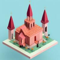 AI generated Isometric 3D Religious Building Icon Clip Art Sticker Decoration Simple Background photo