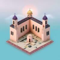 AI generated Isometric 3D Religious Building Icon Clip Art Sticker Decoration Simple Background photo