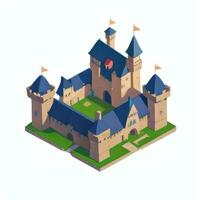 AI generated Isometric 3D Medieval Castle Building Icon Clip Art Sticker Decoration Simple Background photo