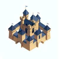 AI generated Isometric 3D Medieval Castle Building Icon Clip Art Sticker Decoration Simple Background photo