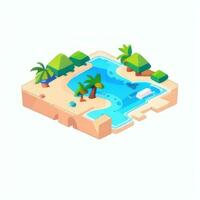 AI generated Isometric 3D Tropical Island Building Icon Clip Art Sticker Decoration Simple Background photo