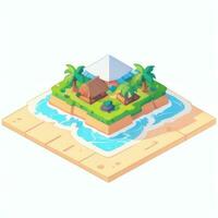 AI generated Isometric 3D Tropical Island Building Icon Clip Art Sticker Decoration Simple Background photo