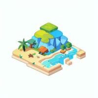 AI generated Isometric 3D Tropical Island Building Icon Clip Art Sticker Decoration Simple Background photo