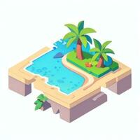 AI generated Isometric 3D Tropical Island Building Icon Clip Art Sticker Decoration Simple Background photo