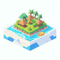 AI generated Isometric 3D Tropical Island Building Icon Clip Art Sticker Decoration Simple Background photo