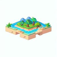 AI generated Isometric 3D Tropical Island Building Icon Clip Art Sticker Decoration Simple Background photo