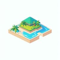 AI generated Isometric 3D Tropical Island Building Icon Clip Art Sticker Decoration Simple Background photo