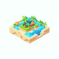 AI generated Isometric 3D Tropical Island Building Icon Clip Art Sticker Decoration Simple Background photo