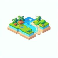 AI generated Isometric 3D Tropical Island Building Icon Clip Art Sticker Decoration Simple Background photo