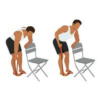 Man doing bent over single arm banded row exercise. vector