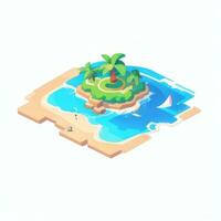 AI generated Isometric 3D Tropical Island Building Icon Clip Art Sticker Decoration Simple Background photo