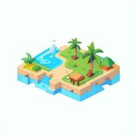 AI generated Isometric 3D Tropical Island Building Icon Clip Art Sticker Decoration Simple Background photo