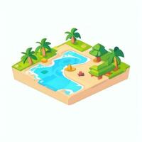 AI generated Isometric 3D Tropical Island Building Icon Clip Art Sticker Decoration Simple Background photo