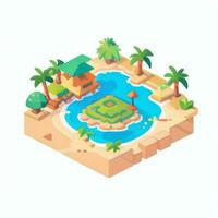 AI generated Isometric 3D Tropical Island Building Icon Clip Art Sticker Decoration Simple Background photo