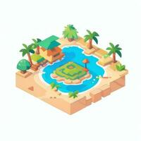 AI generated Isometric 3D Tropical Island Building Icon Clip Art Sticker Decoration Simple Background photo