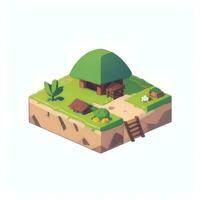 AI generated Isometric 3D Tropical Island Building Icon Clip Art Sticker Decoration Simple Background photo