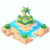 AI generated Isometric 3D Tropical Island Building Icon Clip Art Sticker Decoration Simple Background photo