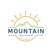 Minimal Mountain Logo design Line art Sun modern simple concept vector