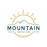 Minimal Mountain Logo design Line art Sun modern simple concept vector