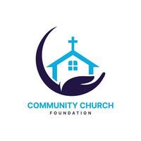 Community Church Logo design Modern Minimal Religious Concept vector