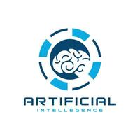 Artificial Intelligence Logo design Creative Unique simple style concept  for Ai Technology vector