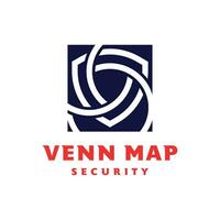 venn mapa seguridad logo diseño creativo moderno sencillo concepto vector