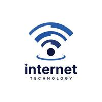 Internet tecnología logo diseño moderno sencillo concepto con Wifi firmar y Internet vector