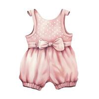 AI generated Pink baby girl romper in watercolors on a white background. AI Generated photo