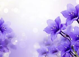 AI generated Abstract spring background with purple flowers. AI Generated photo