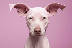 AI generated Pink colored dog on Pink Background. AI Generated photo