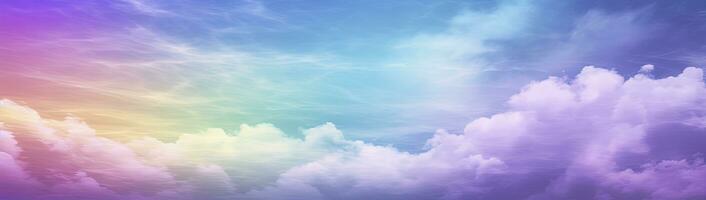 AI generated Rainbow sky with fluffy clouds. Multicolored toned sky. AI Generated. photo