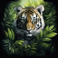 AI generated Watercolor Tiger for kids. AI Generated photo