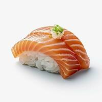 AI generated A sushi salmon on white background. AI Generated photo