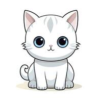 AI generated Cute Kawaii cat clipart icon white background. AI Generated photo