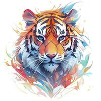 AI generated Watercolor tiger head on isolated with white background. AI Generated photo