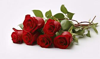 AI generated Red rose bouquet isolated on white background. AI Generated photo