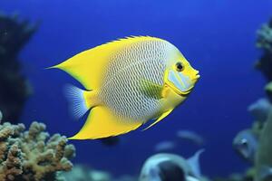 AI generated Beautiful angelfish in the ocean. AI Generated photo