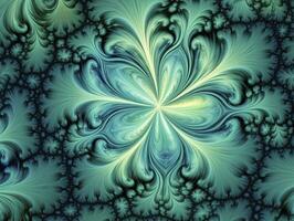 AI generated Aqua and Green psychedelic fractal.  AI Generated photo