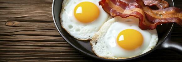 ai generado frito huevos y tocino. ai generado foto