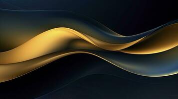 AI generated Gold and navy blue waves abstract. AI Generated. photo