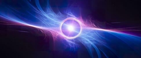AI generated Neon colored glowing high energy singularity in space, 3D rendering. AI Generated photo