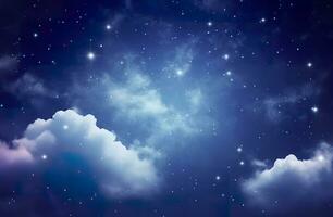 AI generated Space of night sky with clouds and stars. Generative AI photo
