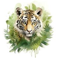 AI generated Watercolor Tiger for kids. AI Generated photo