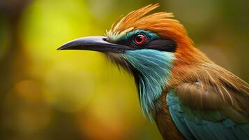 AI generated Turquoise Browed Motmot in vibrant colors. Generative AI photo