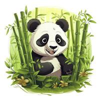 AI generated Cute panda in the middle of a bamboo forest. T-shirt design. AI Generated photo