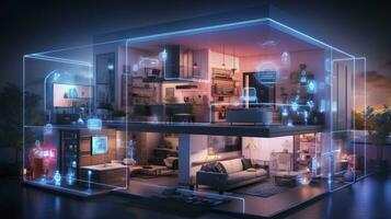 AI generated A Glimpse into the Connected Smart Home of Tomorrow. AI Generated photo