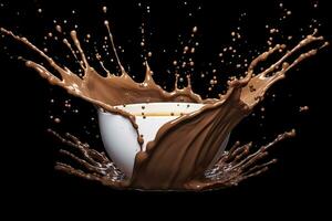 AI generated splash of chocolate or Cocoa. Generative AI photo