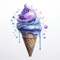 AI generated Watercolor ice cream in a waffle cone. AI Generated photo