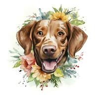 AI generated Watercolor dog clip art on white background. AI Generated photo