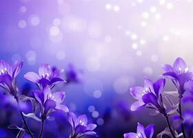 AI generated Abstract spring background with purple flowers. AI Generated photo